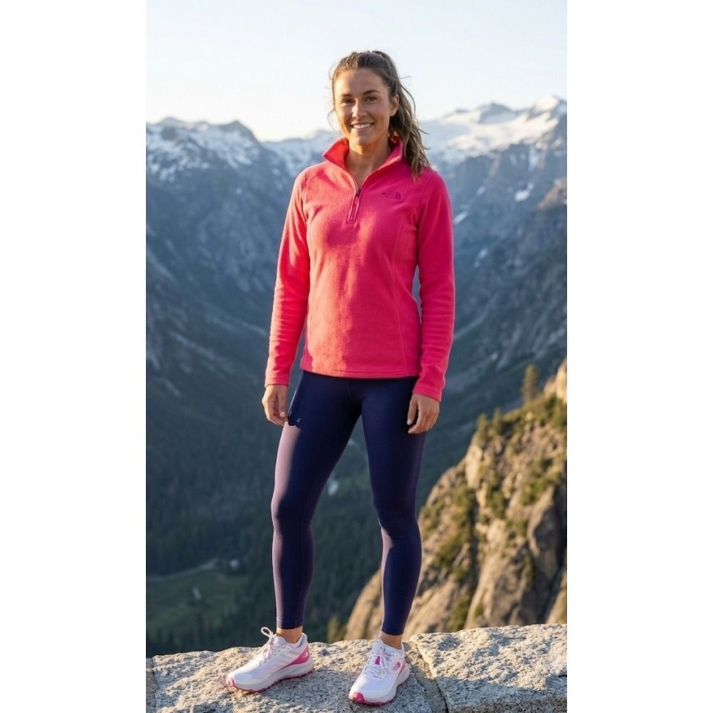 The North Face 1/4 Zip Women's XS  Pink Fleece Polartec Long Sleeve
